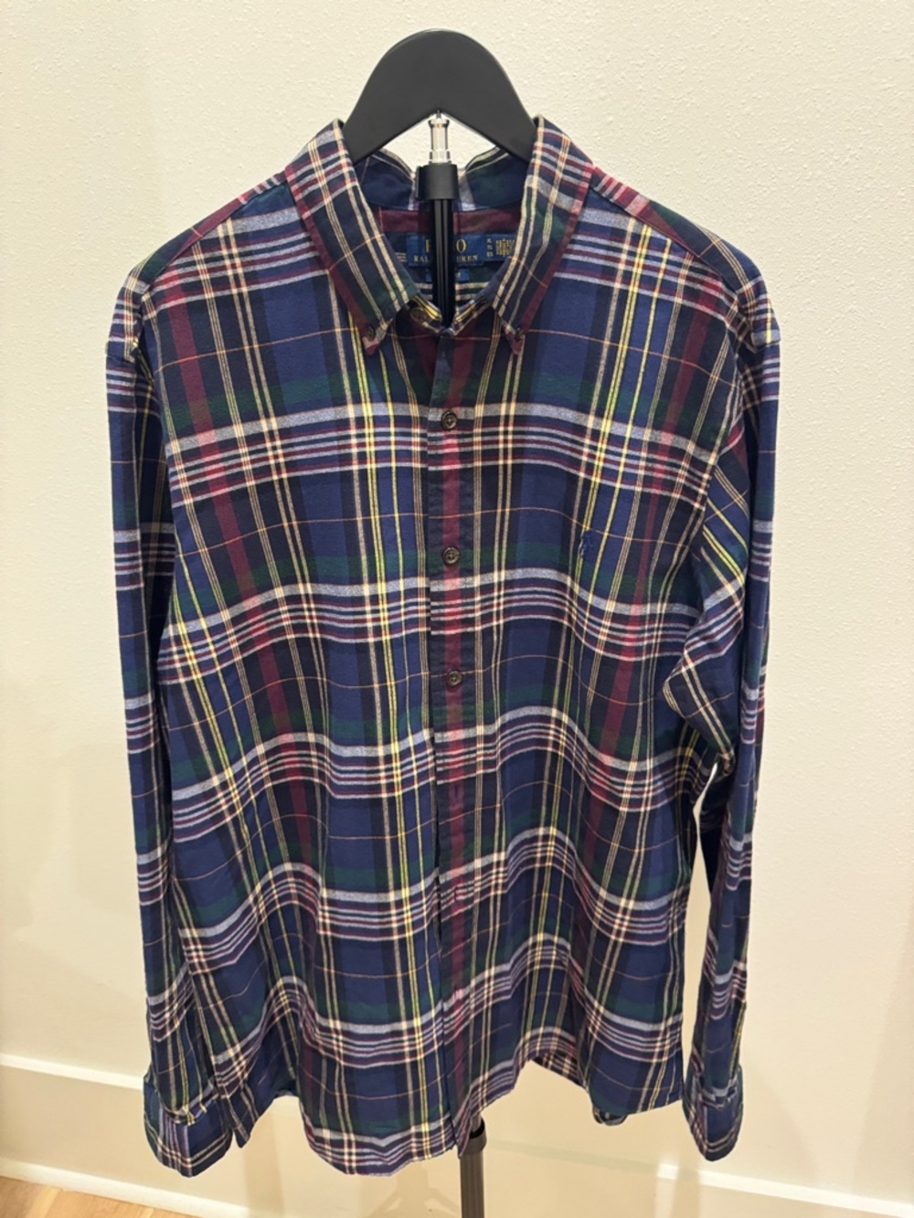 Polo‎ by Ralph Lauren Navy Green Burgundy Plaid Button-Down Shirt